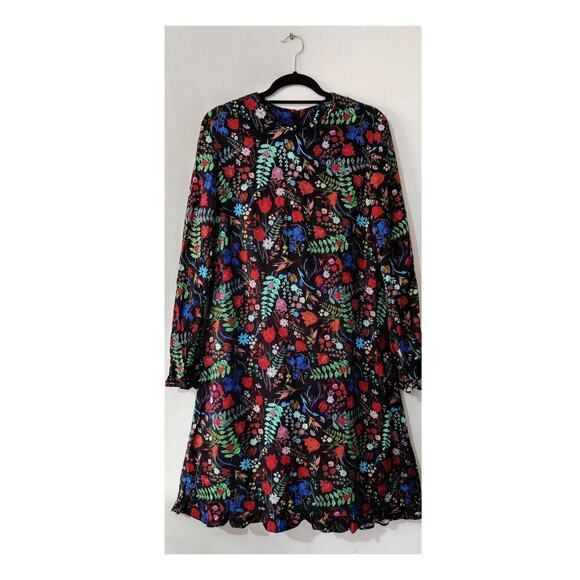 Y.A.S Multicolor Floral Dress Long Sleeve Size Large A-Line Ruffle Hem - Picture 1 of 6